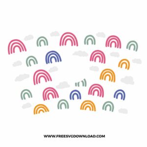 Boho Rainbow Clouds Starbucks Wrap free SVG, SVG Free Download, SVG Cricut, starbucks wrap free svg, fruit svg, summer svg, boho svg