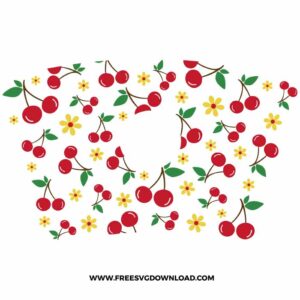 Cherries Starbucks Wrap free SVG, SVG Free Download, SVG Cricut, starbucks wrap free svg, fruit svg, summer starbucks svg, tropical svg