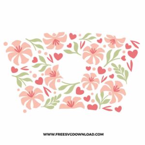 Flowers Heart Starbucks Wrap SVG & PNG, SVG Free Download, SVG files for cricut, starbucks wrap svg, starbucks free svg, heart svg, love svg