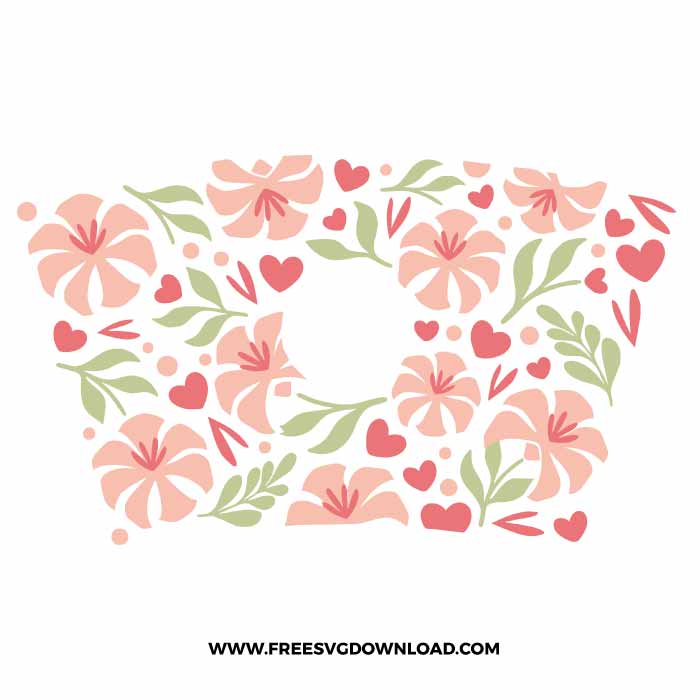 Flowers Heart Starbucks Wrap SVG & PNG, SVG Free Download, SVG files for cricut, starbucks wrap svg, starbucks free svg, heart svg, love svg