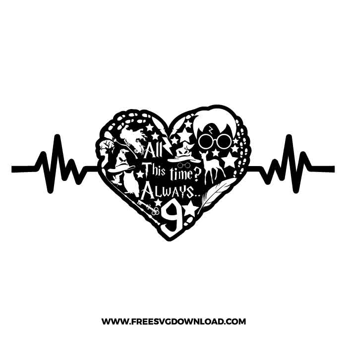 Heart Beat HP SVG & PNG Free Cut Files, harry potter svg, gryffindor svg, wizard svg, magic svg, hogwarts svg, Slytherin svg, dobby svg