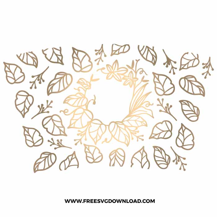 Leaf Doodles Starbucks Wrap free SVG, SVG Free Download, flower svg, floral svg, wildflower svg, spring svg, summer svg, starbucks wrap svg