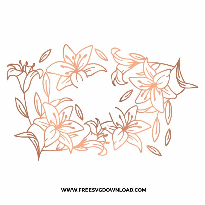 Lilies Starbucks Wrap free SVG, SVG Free Download, flower svg, floral svg, wildflower svg, spring svg, summer svg, starbucks wrap free svg