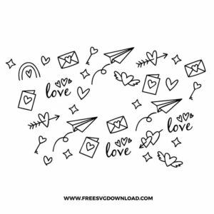 Love Doodles Starbucks Wrap SVG & PNG, SVG Free Download, SVG files for cricut, starbucks wrap svg, starbucks free svg, heart svg, love svg