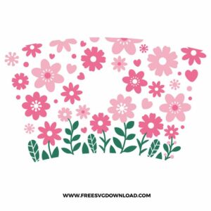 Pink Flowers Starbucks free SVG, SVG Free Download, flower svg, floral svg, wildflower svg, spring svg, summer svg, starbucks wrap free svg