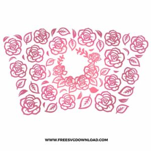 Pink Roses Starbucks free SVG, SVG Free Download, flower svg, floral svg, wildflower svg, spring svg, summer svg, starbucks wrap free svg