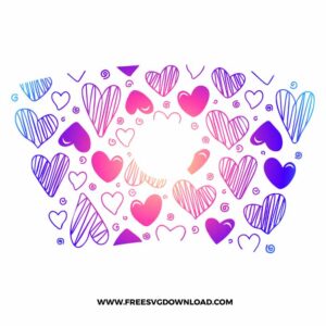 Drawn Hearts Starbucks Wrap Free SVG File