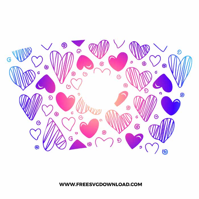 Purple Pink Hearts Starbucks Wrap SVG & PNG, SVG Free Download, SVG files for cricut, starbucks wrap svg, starbucks free svg, heart svg, love