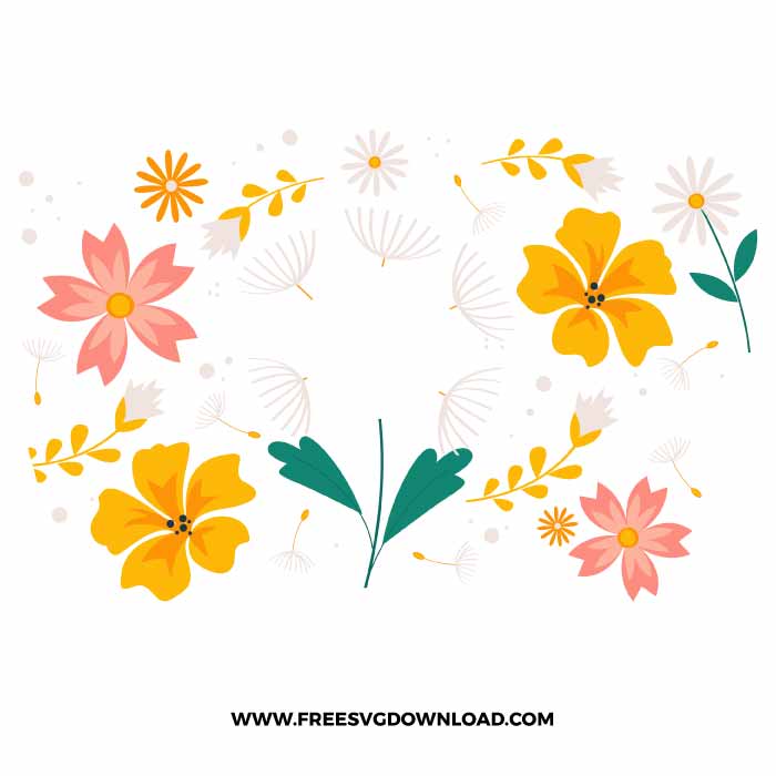 Spring Flowers Starbucks free SVG, SVG Free Download, flower svg, floral svg, wildflower svg, spring svg, summer svg, starbucks wrap free svg
