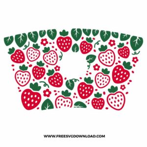 Strawberries Starbucks Wrap Free SVG File