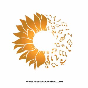 Sunflower Music Starbucks free SVG, SVG Free Download, flower svg, floral svg, wildflower svg, spring svg, summer svg, starbucks wrap free svg