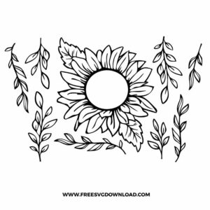 Sunflower Starbucks free SVG, SVG Free Download, flower svg, floral svg, wildflower svg, spring svg, summer svg, starbucks wrap free svg