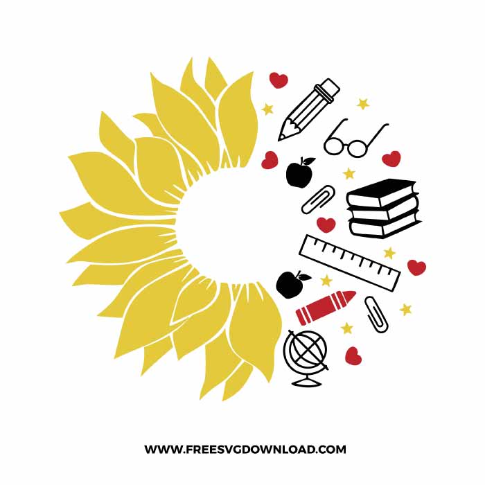 Teacher Sunflower Starbucks Wrap SVG & PNG free cut files
