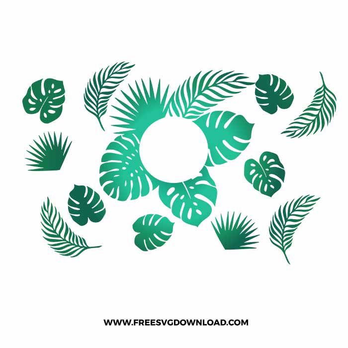 Tropical Leafs Starbucks free SVG, SVG Free Download, flower svg, floral svg, wildflower svg, spring svg, summer svg, starbucks wrap free svg