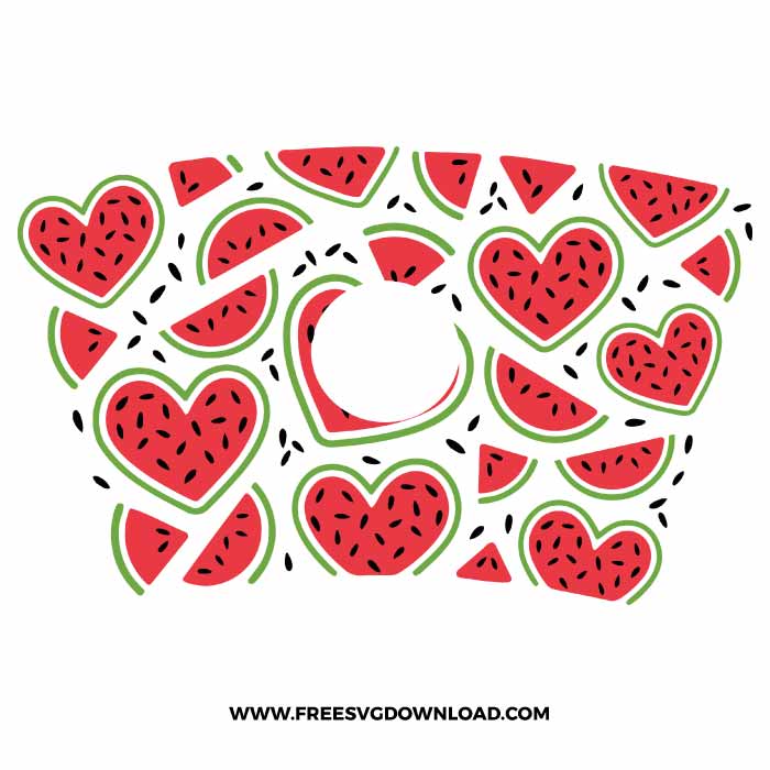 Watermelon Heart Starbucks Wrap free SVG, SVG Free Download, SVG Cricut, starbucks wrap free svg, fruit svg, summer svg, tropical svg