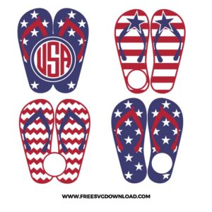 4th of July Flip Flops Monogram Free SVG File