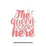 The Queen Cooks Here Free SVG & PNG cut files SVG & PNG, kitchen svg, pot holder svg, chef svg, baking svg, cooking svg