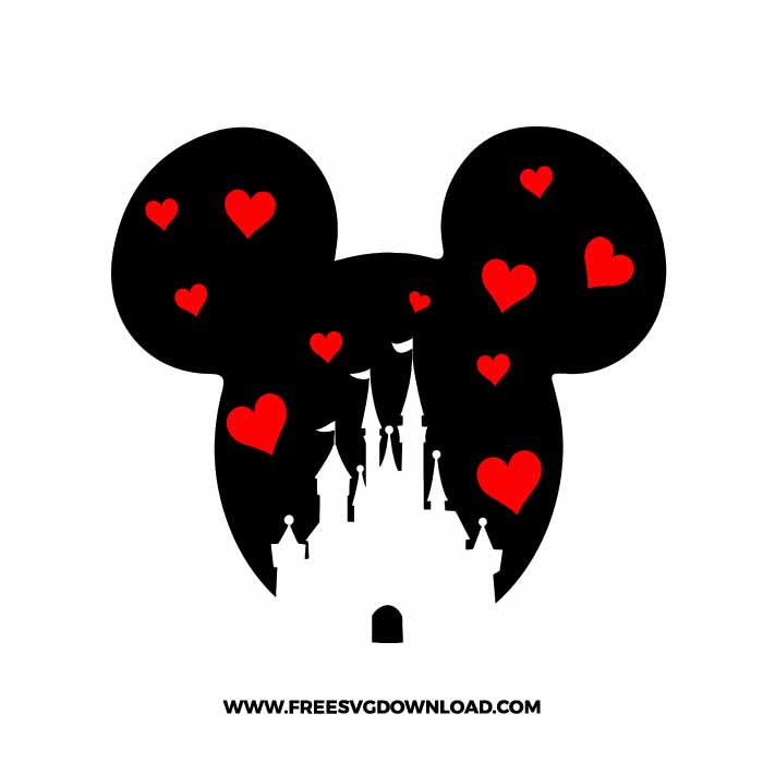 Mickey Disney Castle Heart SVG & PNG, SVG Free Download, SVG for Silhouette, svg files for cricut, separated svg, disney svg, mickey mouse free svg, minnie mouse free svg, love svg, heart svg, castle svg, disney princess svg