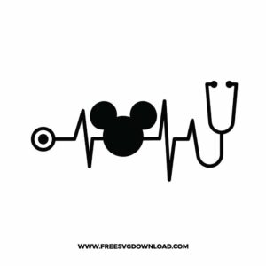 Mickey Stetoscope beat SVG & PNG, SVG Free Download, SVG for Silhouette, svg files for cricut, separated svg, disney svg, mickey mouse free svg, minnie mouse free svg, nurse svg, doctor svg