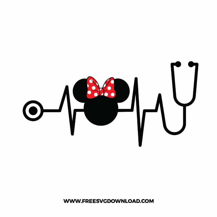 Minnie Stetoscope beat SVG & PNG, SVG Free Download, SVG for Silhouette, svg files for cricut, separated svg, disney svg, mickey mouse free svg, minnie mouse free svg, nurse svg, doctor svg