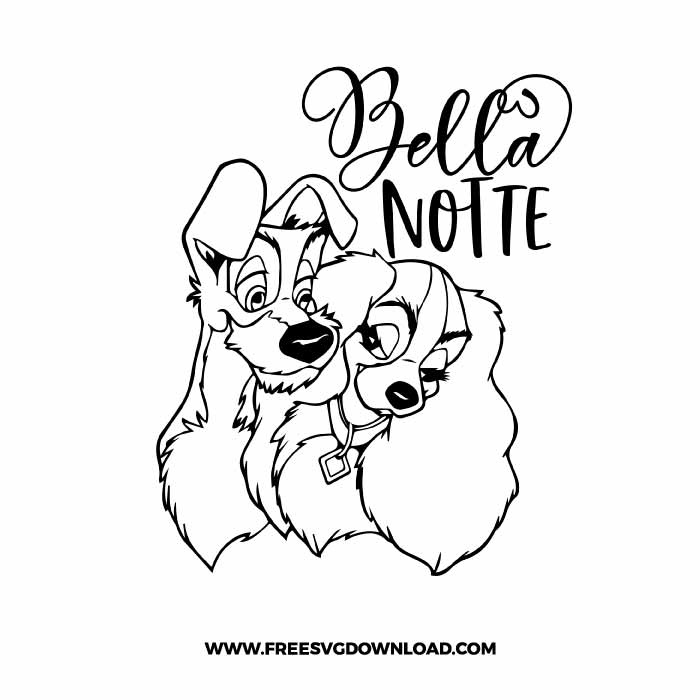 Lady and the tramp bella notte SVG & PNG, SVG Free Download, SVG for Silhouette, svg files for cricut, separated svg, disney svg, lady and tramp svg, lady and the tramp spaghetti svg