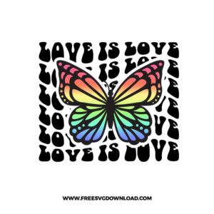Love is Love Butterfly SVG & PNG, SVG Free Download, SVG for Silhouette, svg files for cricut, separated svg, pride free svg, lgbtq+ svg, rainbow svg, love wins svg, gay svg, pride month svg, bisexual pride svg