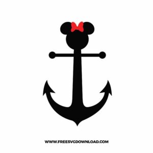 Minnie Anchor SVG & PNG, SVG Free Download, SVG for Silhouette, svg files for cricut, separated svg, disney svg, mickey mouse free svg, minnie mouse free svg, summer svg, cruise svg, vacation svg