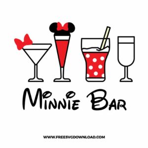 Minnie bar SVG & PNG, SVG Free Download, SVG for Silhouette, svg files for cricut, separated svg, disney svg, mickey mouse free svg, minnie mouse free svg, wine svg, cocktail svg, alcohol svg
