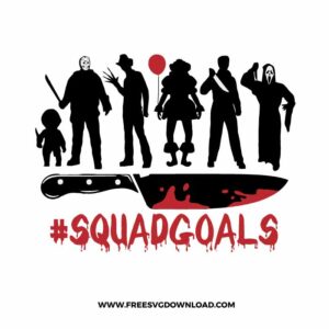 Horror Movie Squad Goals SVG & PNG, SVG Free Download, svg files for cricut, halloween free svg, chucky svg, pennywise svg, it movie svg, scary movie svg, michael myers svg, freddy kruegger svg, the nun svg, scream svg, jason svg, friday the 13th svg, halloween movie svg, nightmare on elm street svg, saw svg spooky free svg, fall svg, pumpkin svg, happy halloween svg, ghost svg, autumn svg, trick or treat svg, horror svg, witch svg, skull svg, zombie svg