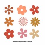 Retro Flowers SVG & PNG, SVG Free Download,  svg files for cricut, flower svg, floral svg, plant svg, gardening svg, boho svg, spring svg, retro svg, daisy svg