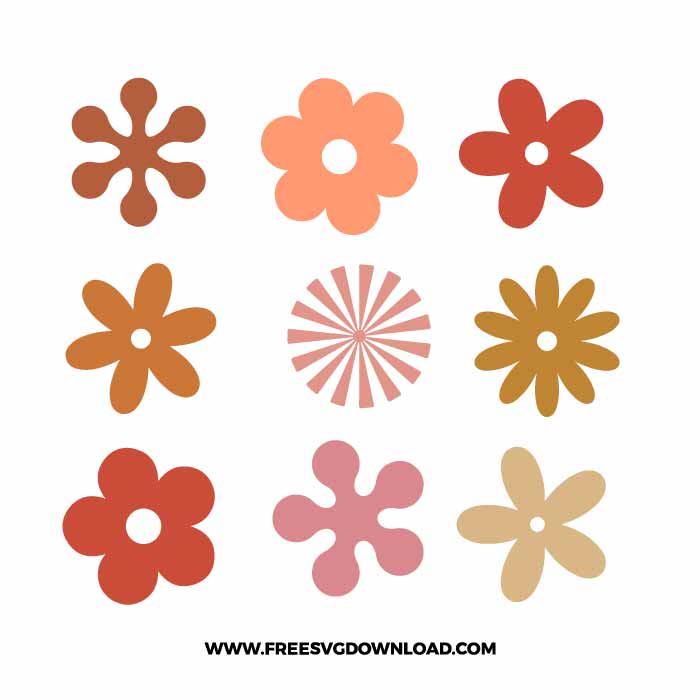 Retro Flowers SVG & PNG free cut files | Free SVG Download