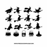 Witch Silhouette SVG & PNG, SVG Free Download, svg files for cricut, halloween free svg, spooky free svg, fall svg, pumpkin svg, happy halloween svg, ghost svg, autumn svg, trick or treat svg, horror svg, witch svg, skull svg, zombie svg