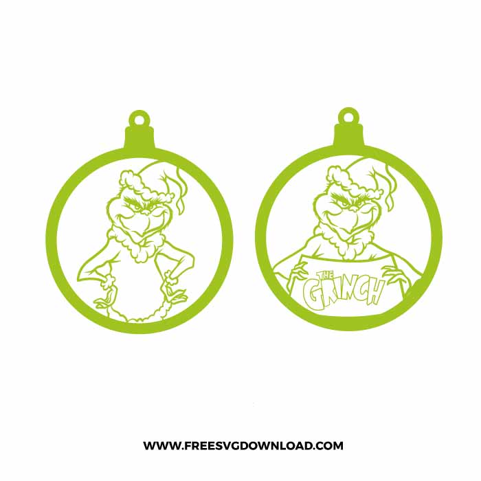 Grinch Christmas Ornament SVG & PNG free cut files Free SVG Download