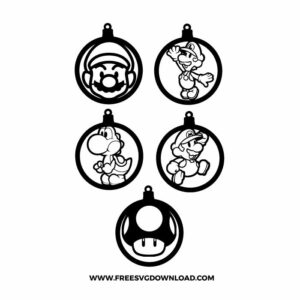 Super Mario Christmas Ornaments Free SVG File