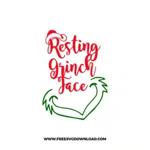Resting Grinch Face Christmas Hat Free SVG File