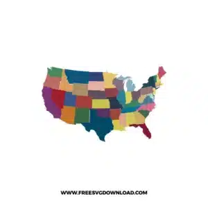4th of July States Map Free SVG File