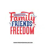 Family Friends Freedom SVG free, SVG Free Download,  SVG for Cricut Design Silhouette, free svg files, free svg files for cricut, free svg images, free svg for cricut, free svg images for cricut, svg cut file, svg designs, 4th of July, fourth of july svg, fourth of july clipart, independence day svg, america svg, patriotic day svg, usa svg, onesies svg, american flag svg, 4th of july shirts svg, god bless america svg, fireworks svg, America rainbow SVG