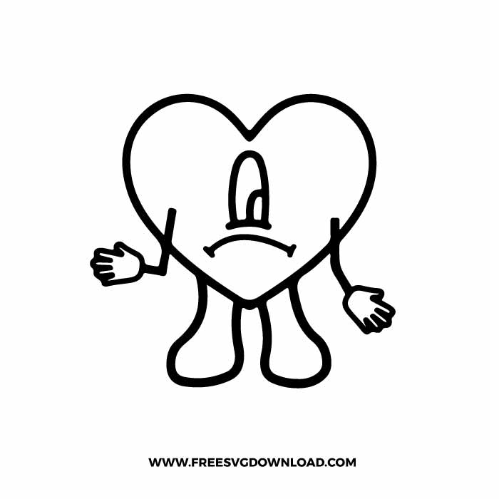 Bad Bunny Heart SVG & PNG Free Cut Files - Free SVG Download