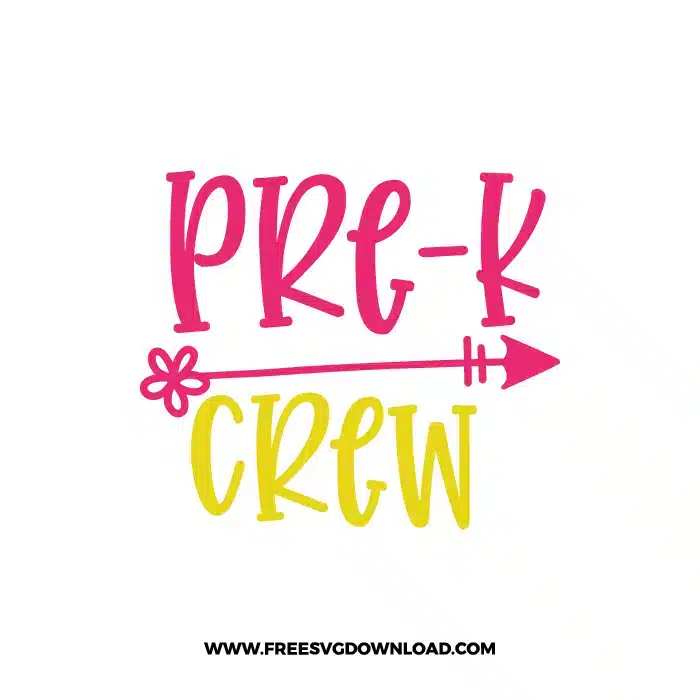 Pre-K Crew Free SVG & PNG, SVG Free Download,  SVG for Cricut Design Silhouette, teacher svg, school svg, kindergarten svg, back to school svg, teacher life svg, funny teacher svg, teaching svg, graduation svg
