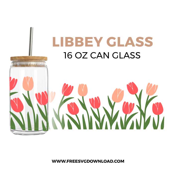 Tulip Libbey Can Glass SVG & PNG, SVG Free Download, svg files for cricut, flower svg, floral svg, plant svg, gardening svg, spring svg, libbey glass svg, can glass svg free