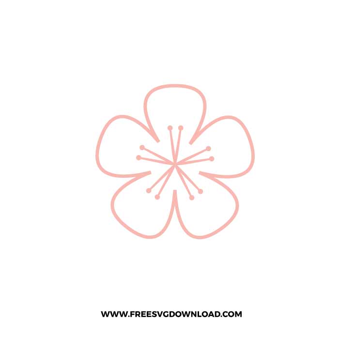 Cherry Blossom Outline SVG & PNG, SVG Free Download, svg files for cricut, flower svg, floral svg, plant svg, gardening svg, spring svg, cherry svg, blossom svg