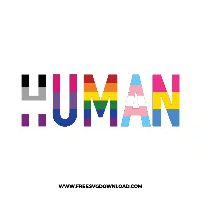 Human Pride Flag SVG & PNG, SVG Free Download, svg files for cricut, pride free svg, lgbtq+ svg, rainbow svg, love wins svg