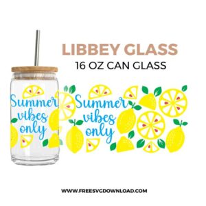 Lemons Summer Vibe Libbey Can Glass SVG & PNG, SVG Free Download, svg files for cricut, libbey glass svg, can glass svg free, summer svg, lemon svg, summer vibe svg, fruit svg, lemonade svg
