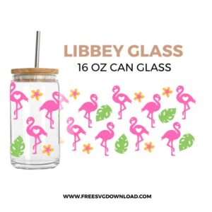 Flamingo Libbey Can Glass SVG & PNG, SVG Free Download, svg files for cricut, libbey glass svg, can glass svg free, summer svg, lemon svg, summer vibe svg, pink flamingo svg free, cute flamingo svg, monstera svg