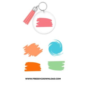 Paint Brush Stroke Keychain SVG free cut files, SVG Free Download, free svg files for cricut, acrylic keychain svg free, cricut keychain svg, circle keychain svg, rainbow svg