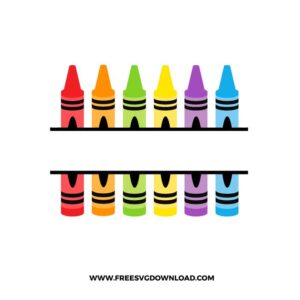 Crayons Monogram SVG & PNG, SVG Free Download, SVG files for Cricut , teacher svg, school svg, kindergarten svg, pencil svg, first grade svg, second grade svg, back to school svg, school supply svg, rainbow svg, apple svg
