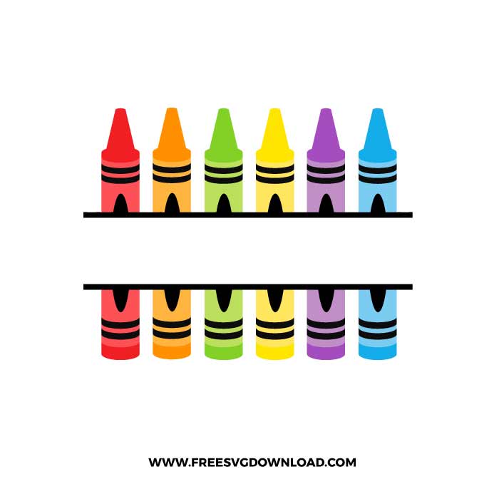 Crayons Monogram SVG & PNG, SVG Free Download, SVG files for Cricut , teacher svg, school svg, kindergarten svg, pencil svg, first grade svg, second grade svg, back to school svg, school supply svg, rainbow svg, apple svg