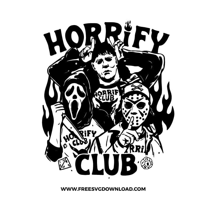 Horrify Club SVG & PNG, SVG Free Download, svg files for cricut, hellfire club svg, scream svg, jason svg, michael myers svg, halloween svg, spooky svg, pumpkin svg, happy halloween svg, halloween png, ghost svg, trick or treat svg, horror svg, witch svg, skull svg, zombie svg,nightmare before christmas svg