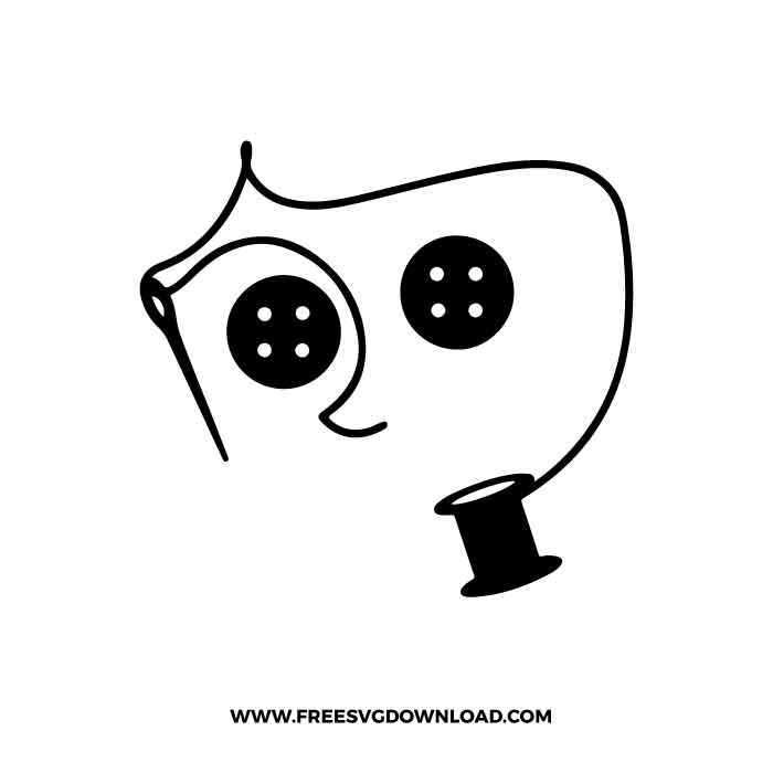 Coraline Face SVG & PNG, SVG Free Download, svg files for cricut, coraline svg, needle svg, witch svg, button eye svg, horror svg, halloween svg, cat svg