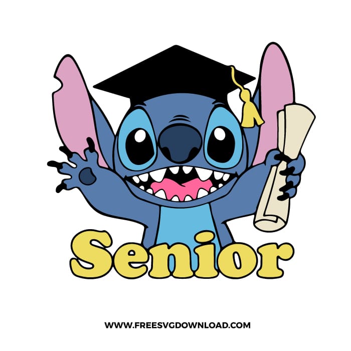 Stitch Senior SVG & PNG, SVG Free Download, svg files for cricut,  teacher svg, school svg, kindergarten svg, pencil svg, first grade svg, second grade svg, back to school svg, school supply svg, apple svg, crayon svg, lilo and stitch svg